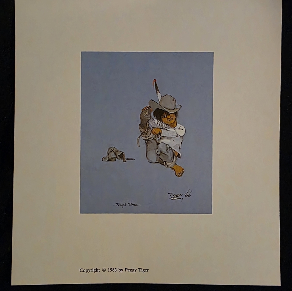 “Tough Time” by Peggy Tiger – 1983 Native American Art Print – $100